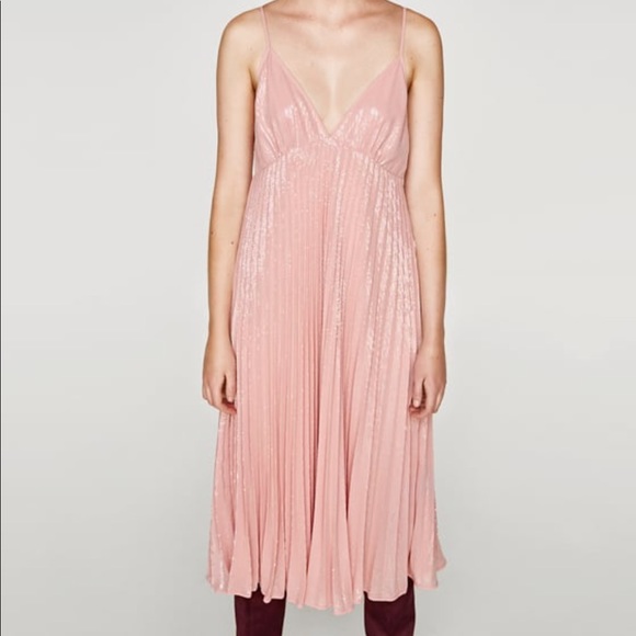 zara light pink dress